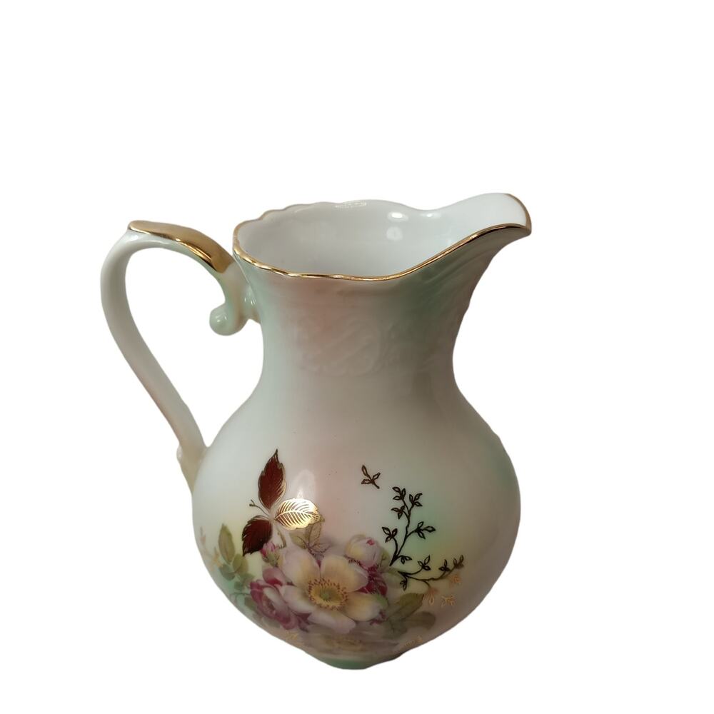 Vintage Bavaria Schumann Arzberg Germany Wild Rose Pitcher/Jug China 7" Tall